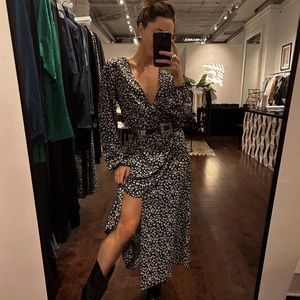 CORINNE BLACK FLORAL MAXI DRESS